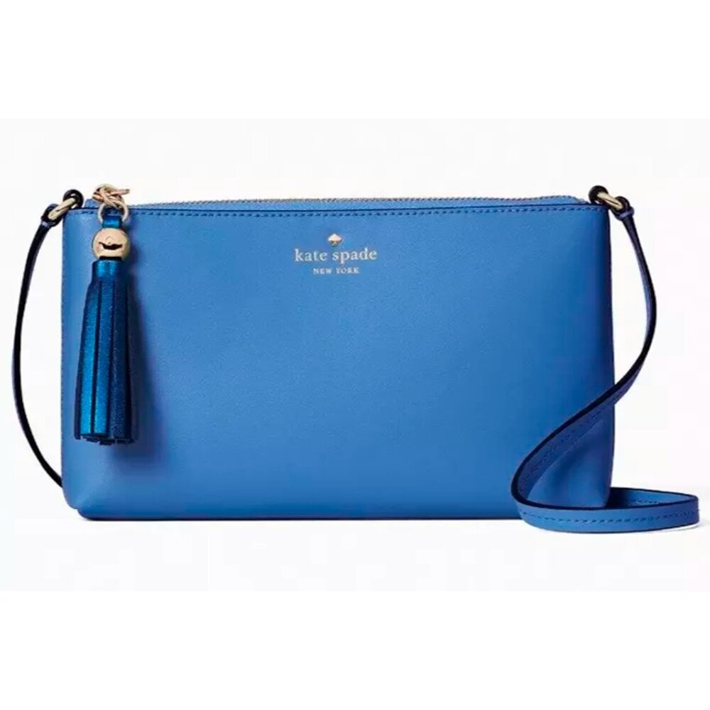 S Kate Spade Ivy Street Amy Smooth Blue Leather Crossbody WKRU4856 NWT $198